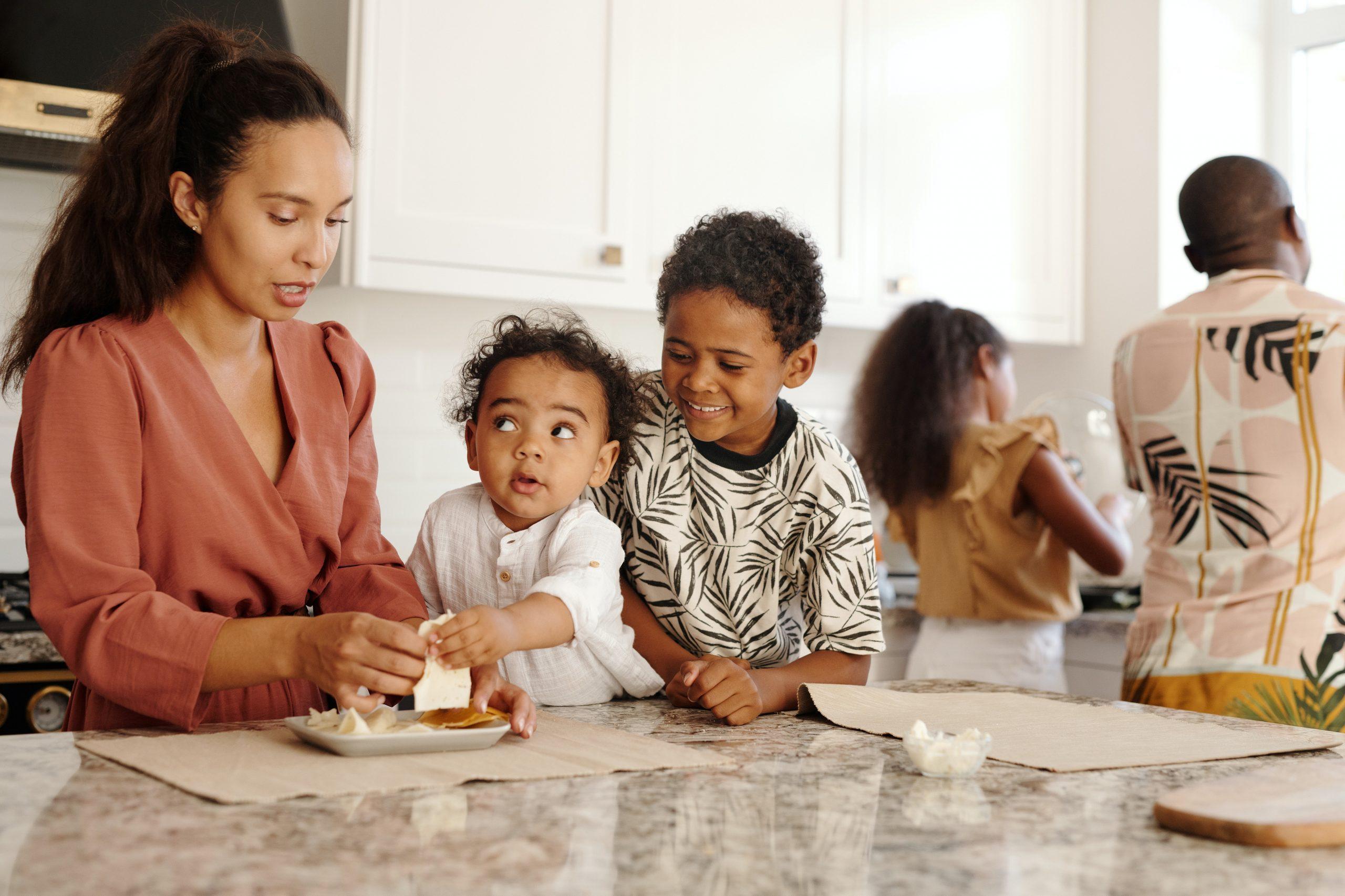 A family in the kitchen