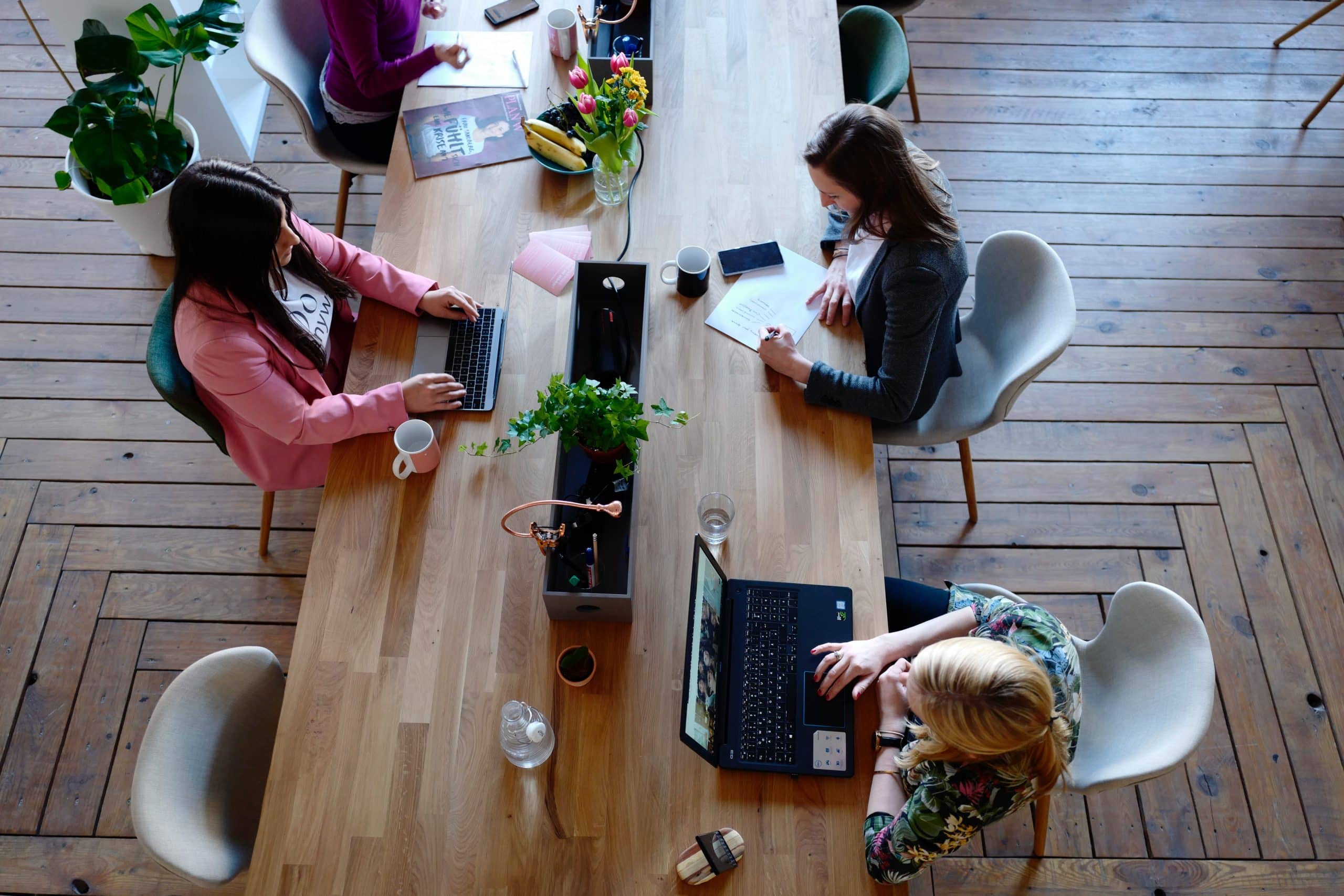 Three ladies co-working
