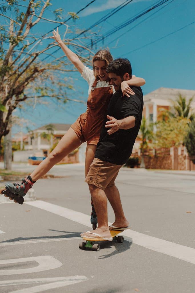 Couple Having Fun on rollerskates