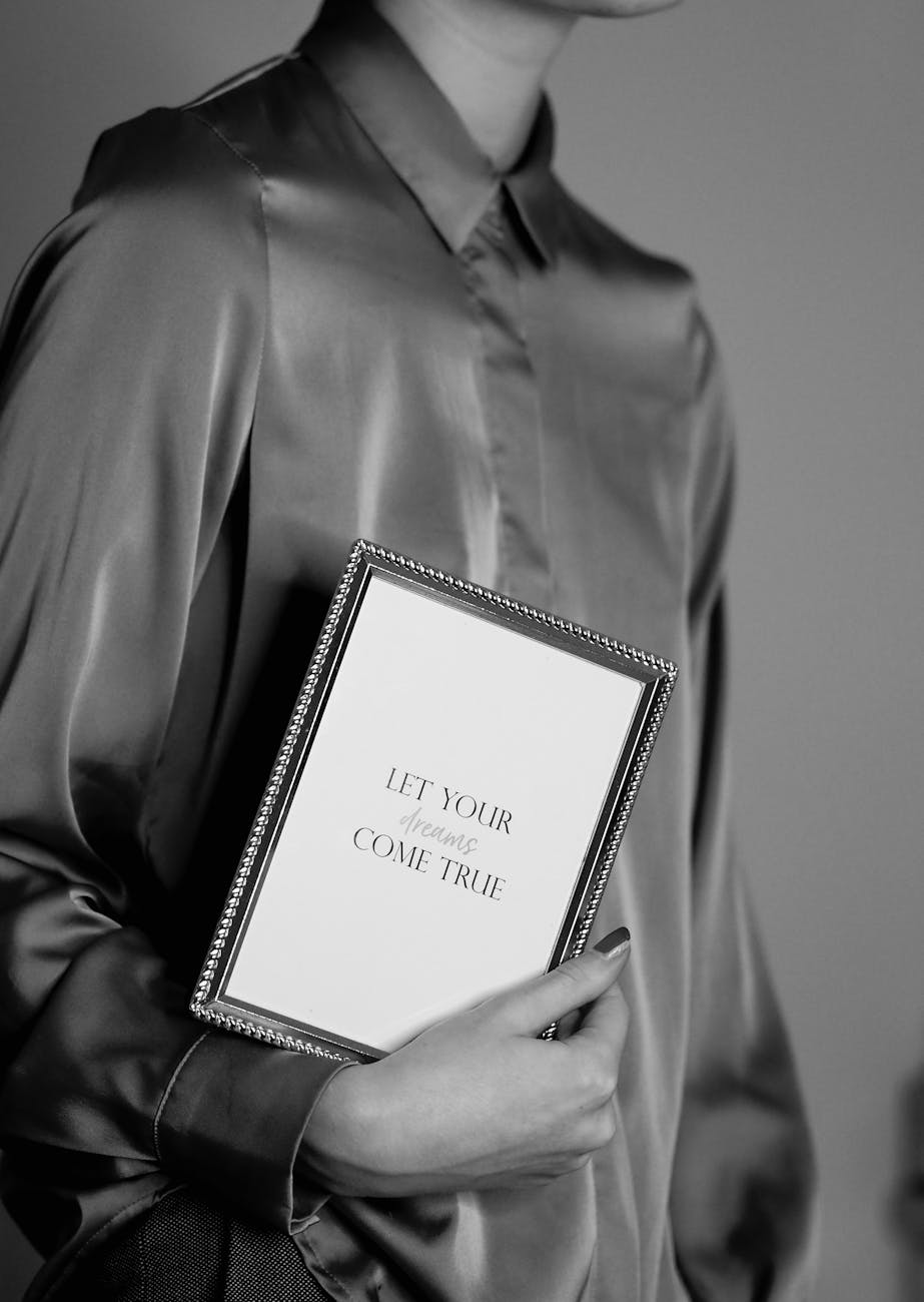 woman framed motivational slogan