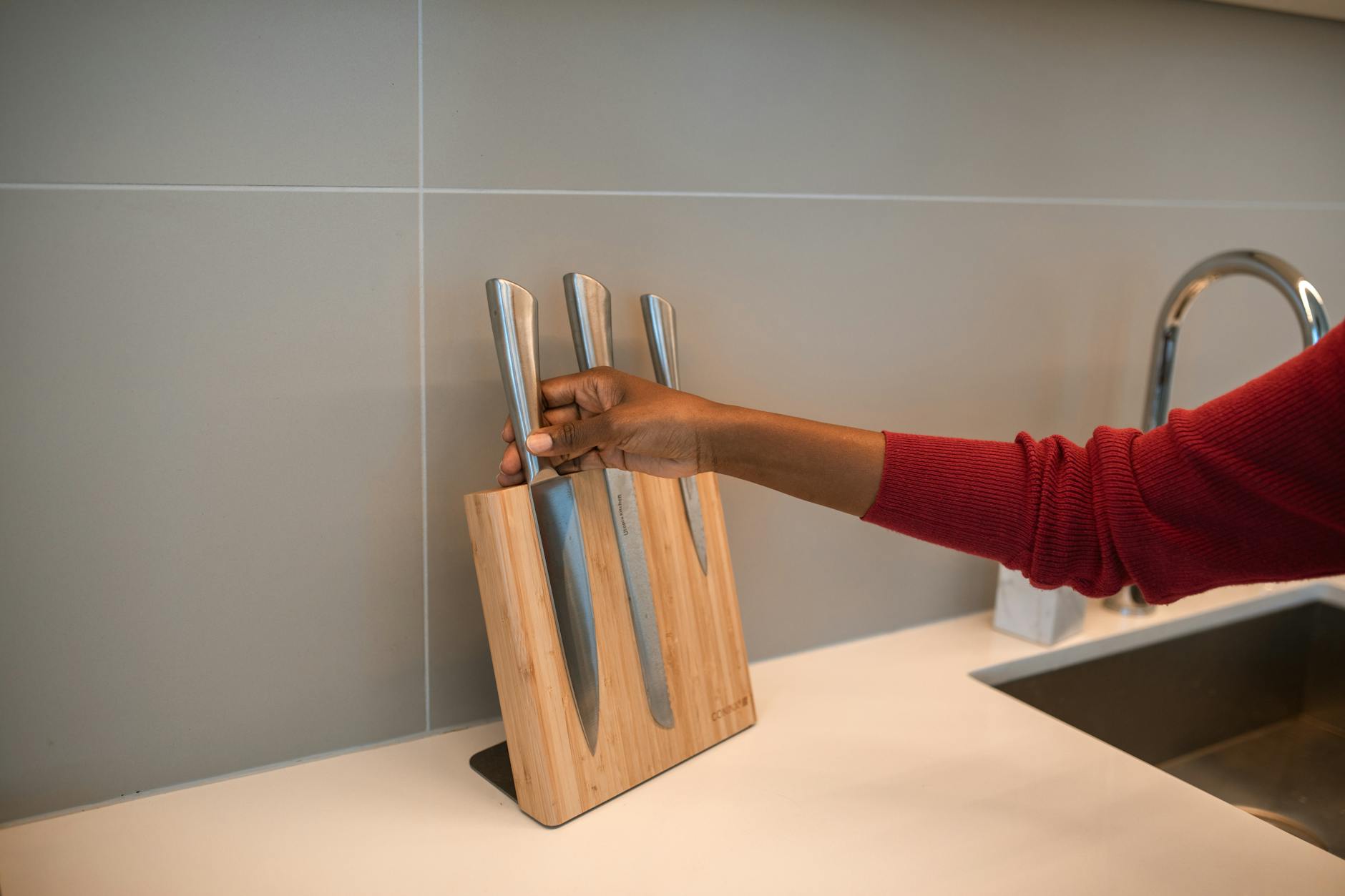 a person holding a knife